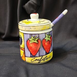 Colorful Fruit Jam Jar with Spoon